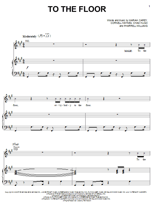 Download Mariah Carey To The Floor Sheet Music and learn how to play Piano, Vocal & Guitar (Right-Hand Melody) PDF digital score in minutes