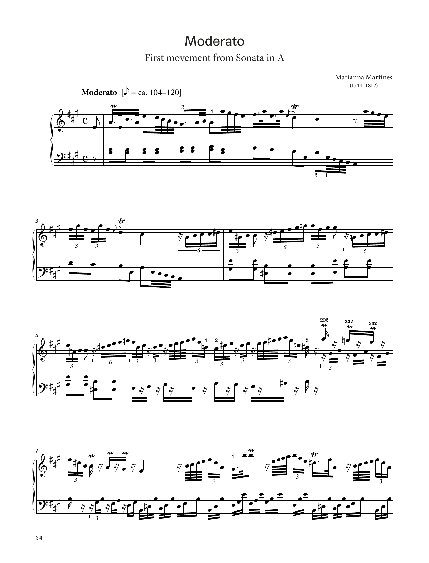 Download Marianna Martines Moderato (LCME Piano 2018 Grade 8 List A) Sheet Music and learn how to play Piano Solo PDF digital score in minutes