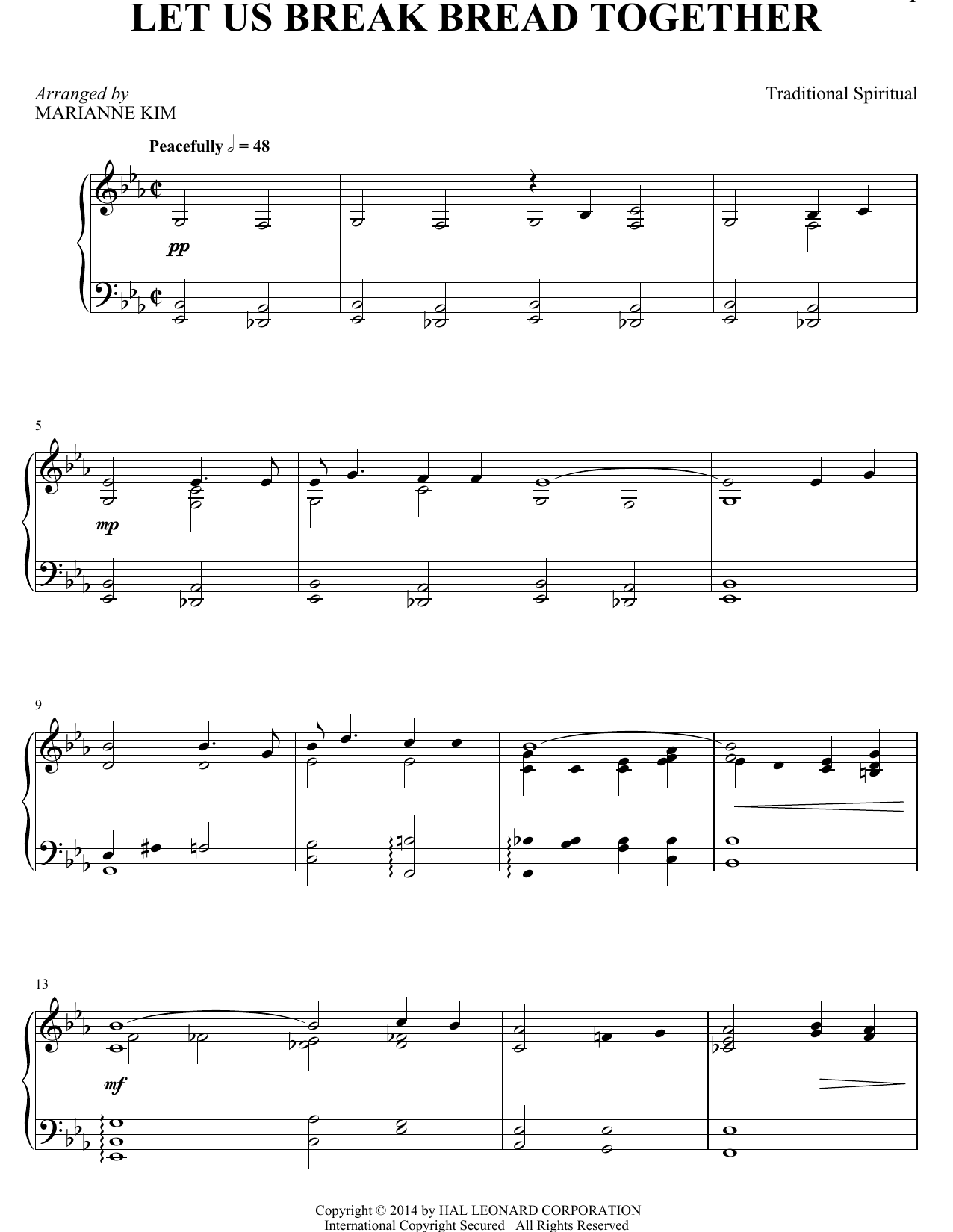 Download Traditional Spiritual Let Us Break Bread Together Sheet Music and learn how to play Piano PDF digital score in minutes
