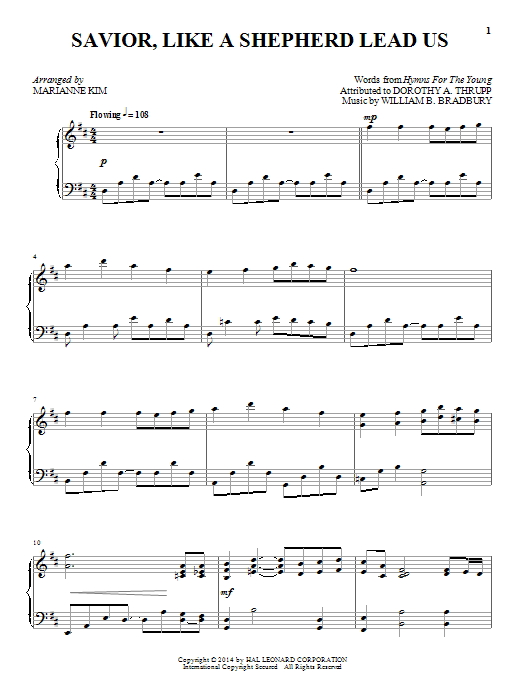 Download Marianne Kim Savior, Like A Shepherd Lead Us Sheet Music and learn how to play Piano PDF digital score in minutes