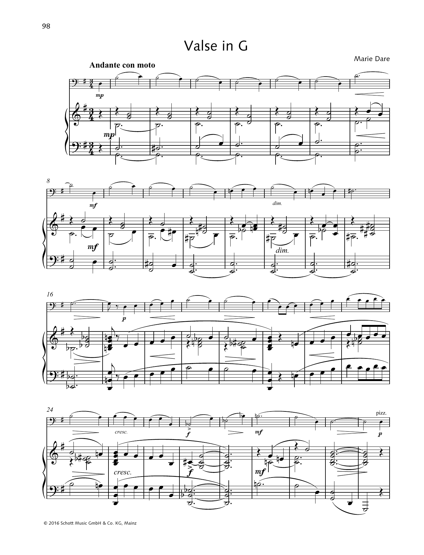 Download Marie Dare Valse in G Sheet Music and learn how to play String Solo PDF digital score in minutes