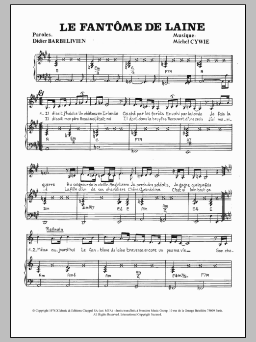 Download Marie-France Roussel Le Fantome De Laine Sheet Music and learn how to play Piano & Vocal PDF digital score in minutes