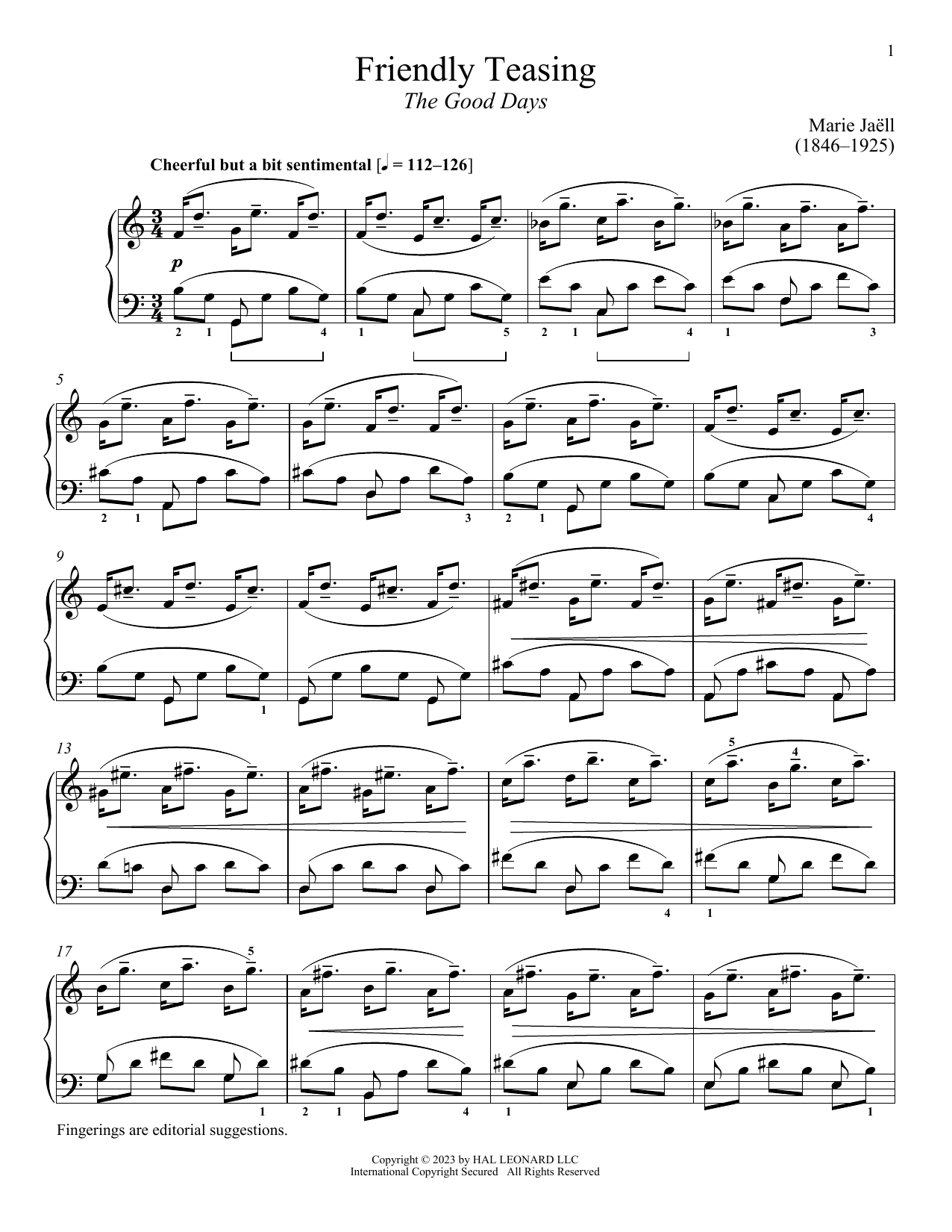 Download Marie Jaell Friendly Teasing Sheet Music and learn how to play Piano Solo PDF digital score in minutes