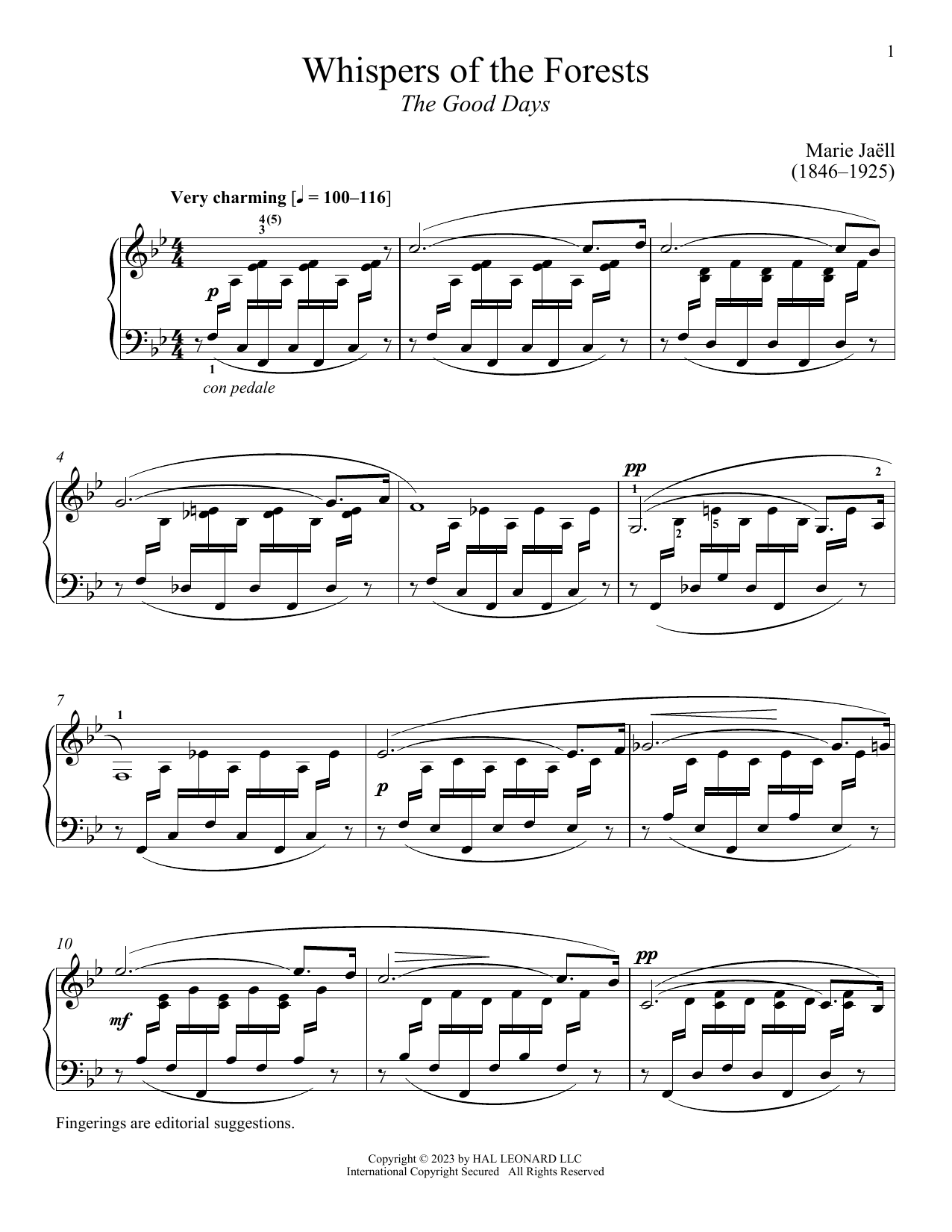 Download Marie Jaell Whisper of the Forest Sheet Music and learn how to play Piano Solo PDF digital score in minutes