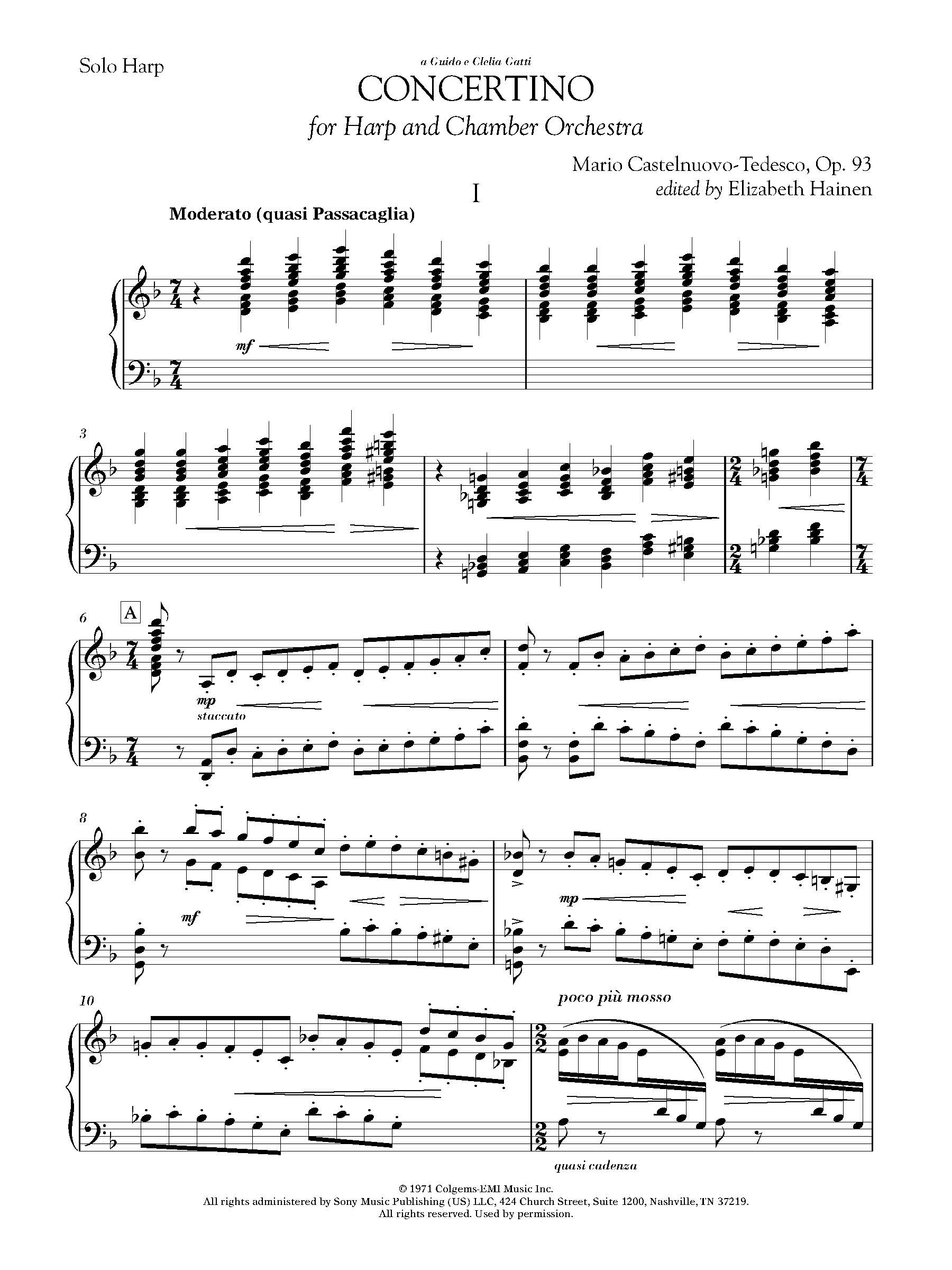 Download Mario Castelnuovo-Tedesco Concertino For Harp And Chamber Orchestra (Harp Part) Sheet Music and learn how to play Harp PDF digital score in minutes