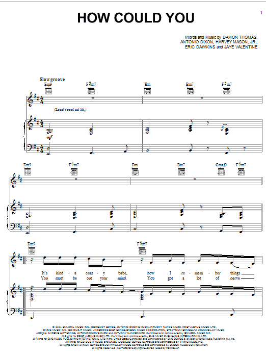 Download Mario How Could You Sheet Music and learn how to play Piano, Vocal & Guitar (Right-Hand Melody) PDF digital score in minutes