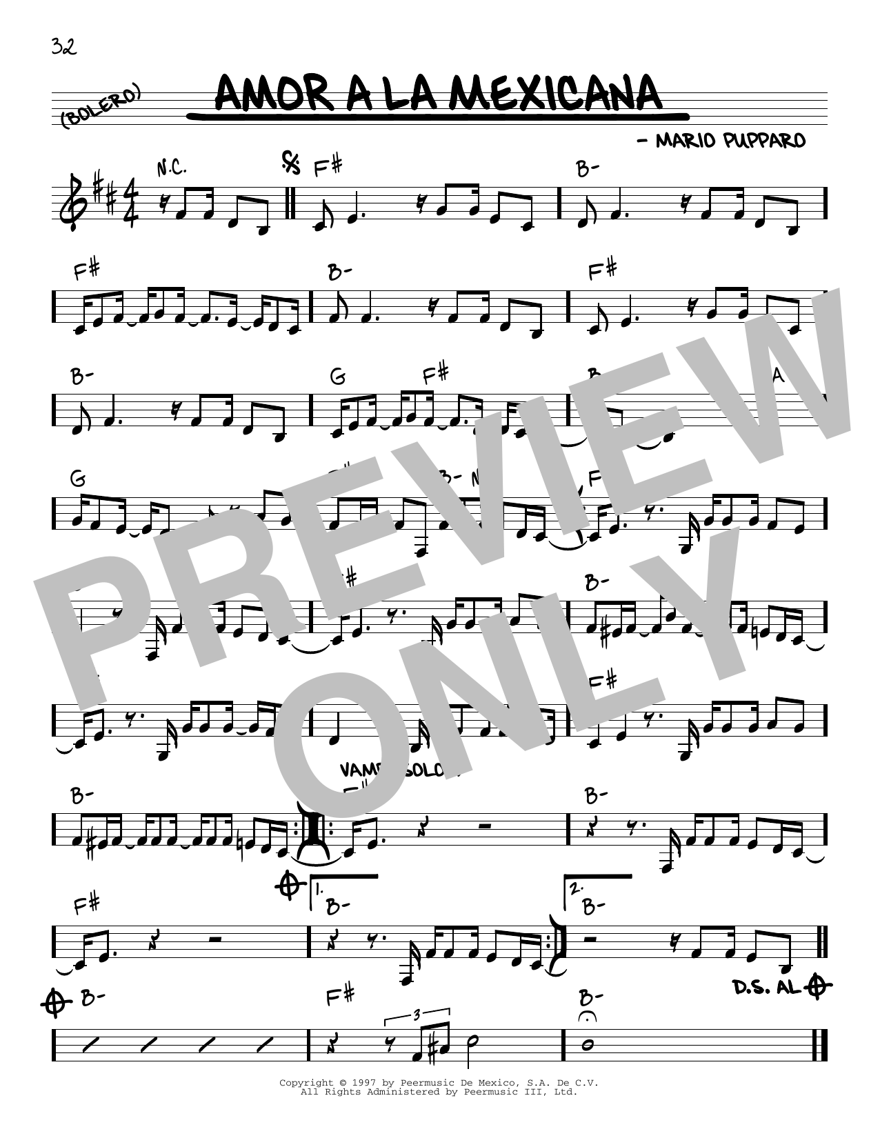 Download Mario Pupparo Amor A La Mexicana Sheet Music and learn how to play Real Book – Melody & Chords PDF digital score in minutes