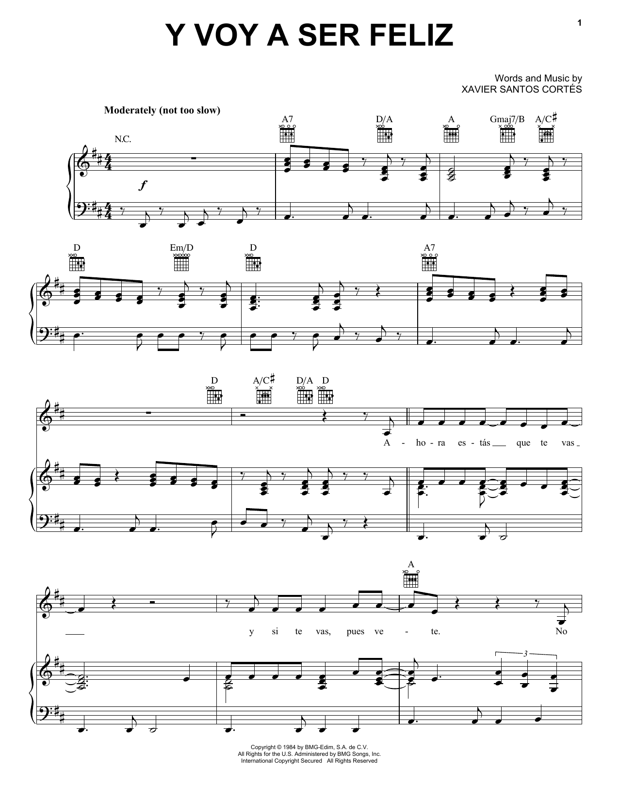 Download Marisela Y Voy A Ser Feliz Sheet Music and learn how to play Piano, Vocal & Guitar Chords (Right-Hand Melody) PDF digital score in minutes