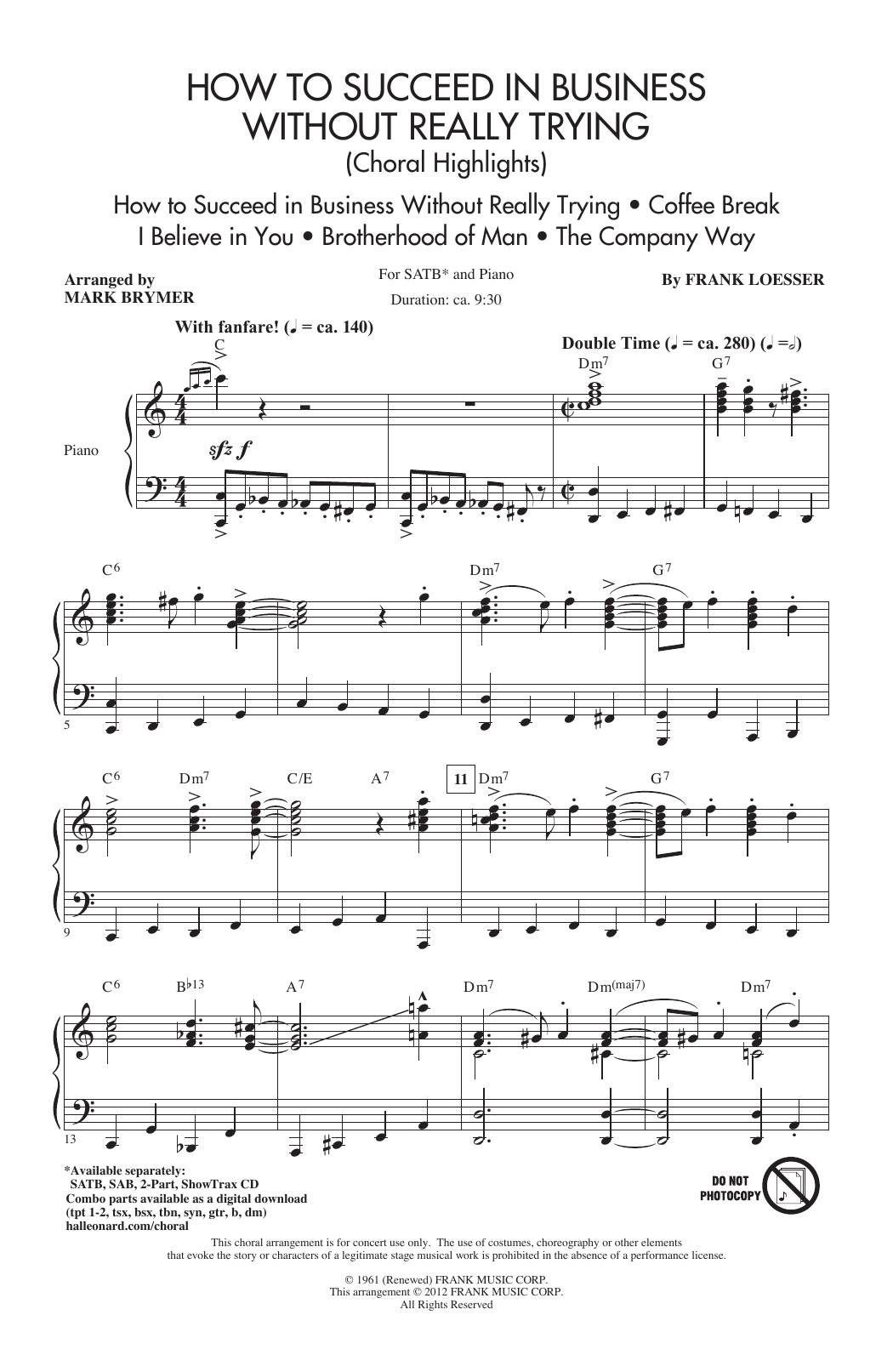 Download Mark Brymer How To Succeed In Business Without Really Trying (Choral Highlights) Sheet Music and learn how to play SATB PDF digital score in minutes