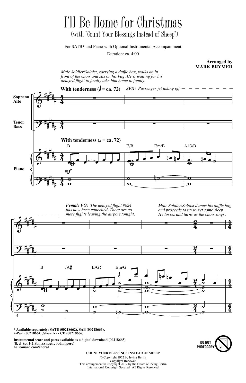 Download Mark Brymer I'll Be Home For Christmas Sheet Music and learn how to play SATB PDF digital score in minutes