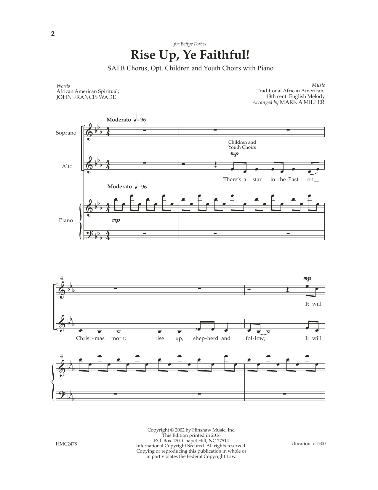 Download Mark A. Miller Rise Up, Ye Faithful Sheet Music and learn how to play SATB Choir PDF digital score in minutes