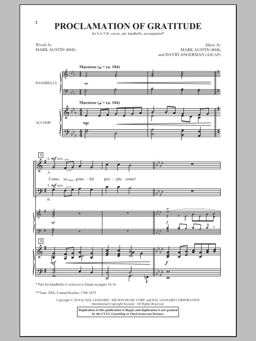 Download Mark Austin Proclamation Of Gratitude Sheet Music and learn how to play SATB PDF digital score in minutes