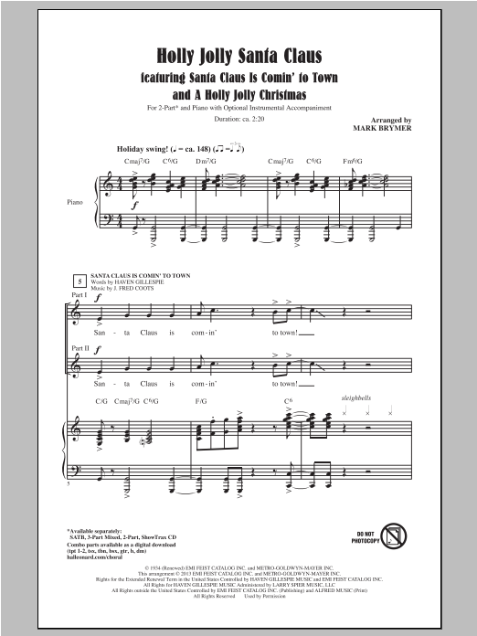 Download Mark Brymer A Holly Jolly Christmas Sheet Music and learn how to play 3-Part Mixed PDF digital score in minutes