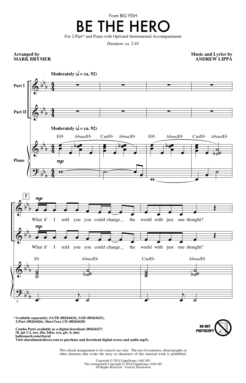 Download Mark Brymer Be The Hero Sheet Music and learn how to play SAB Choir PDF digital score in minutes