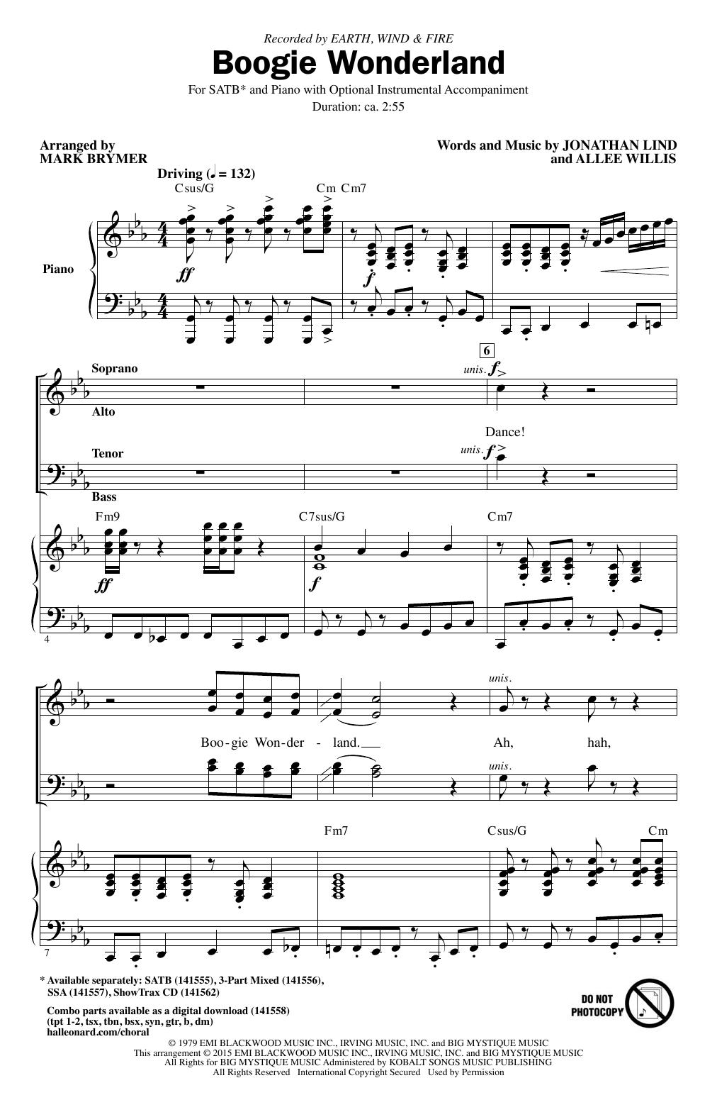 Download Mark Brymer Boogie Wonderland Sheet Music and learn how to play SATB PDF digital score in minutes