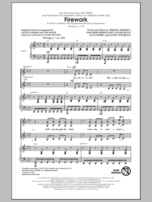 Download Mark Brymer Firework Sheet Music and learn how to play SSA PDF digital score in minutes