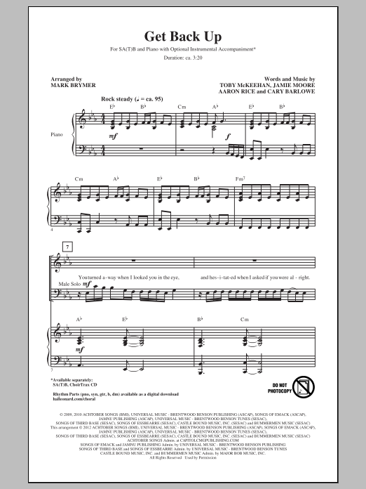 Download Mark Brymer Get Back Up Sheet Music and learn how to play SATB PDF digital score in minutes