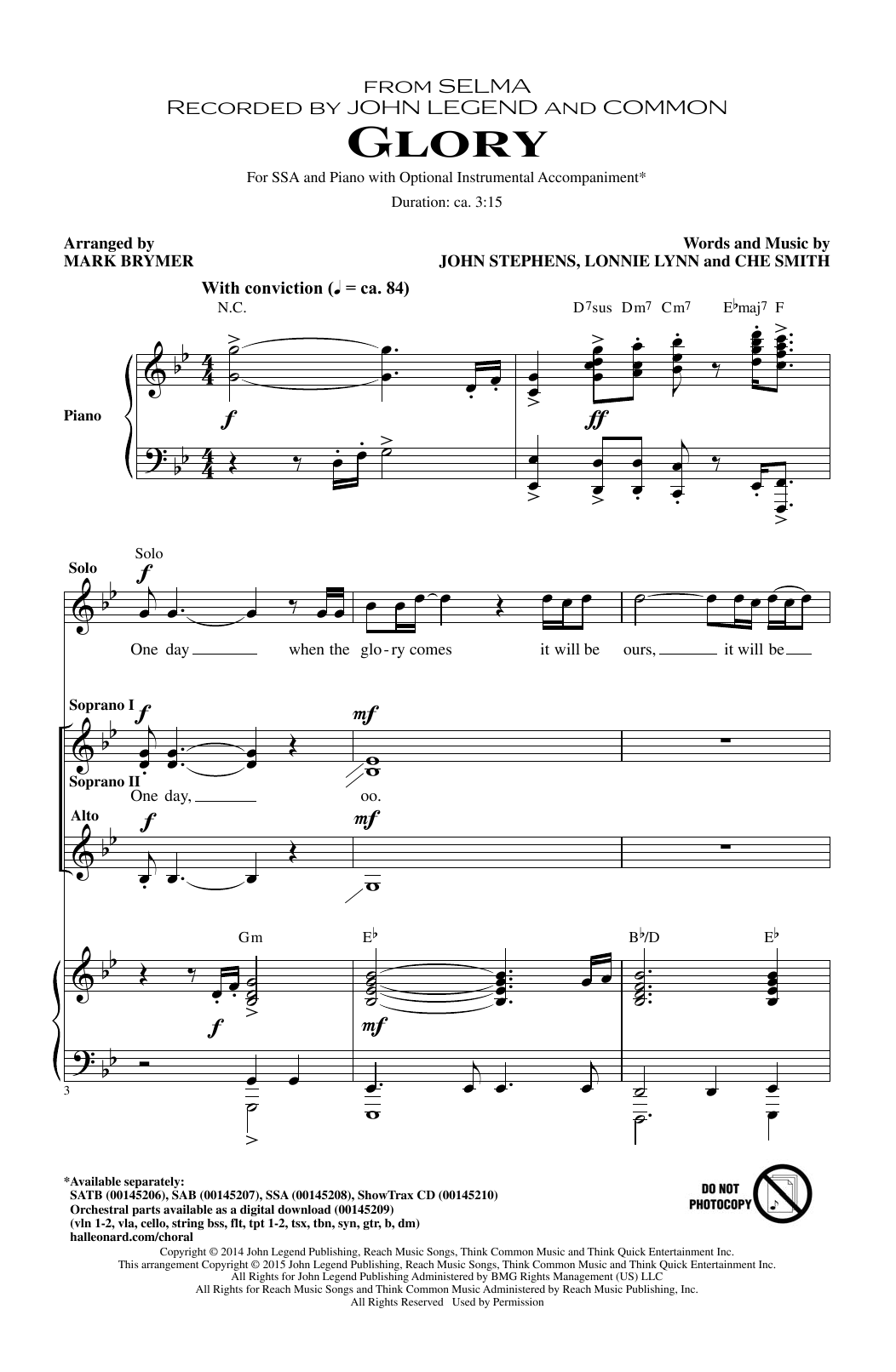 Download Mark Brymer Glory Sheet Music and learn how to play SAB PDF digital score in minutes