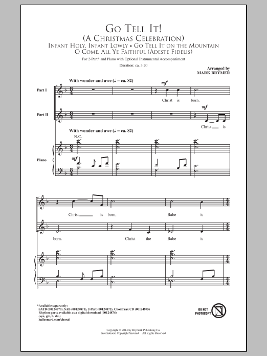 Download Mark Brymer Go Tell It! (A Christmas Celebration) Sheet Music and learn how to play SATB PDF digital score in minutes