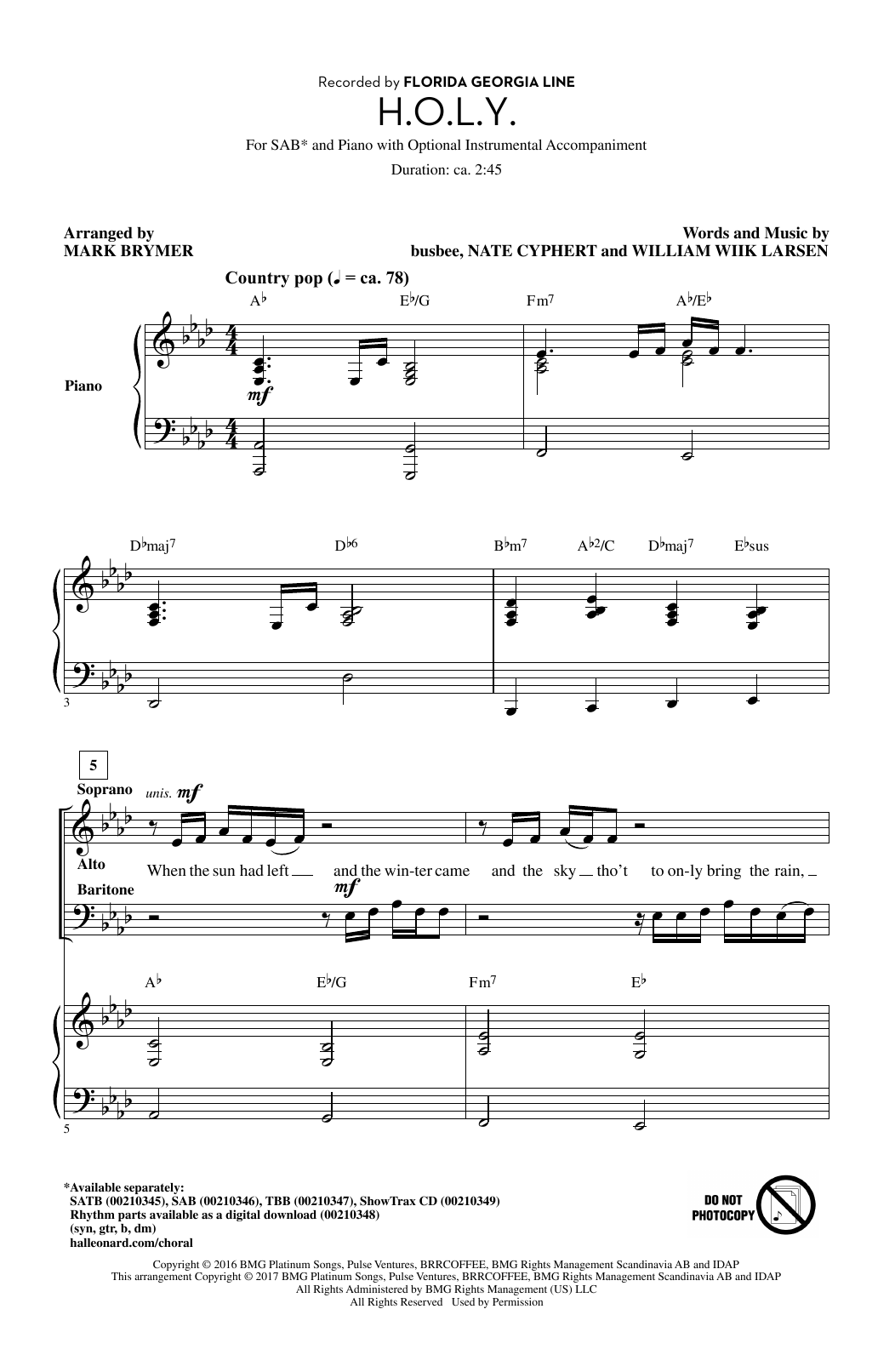 Download Mark Brymer H.O.L.Y. Sheet Music and learn how to play TBB PDF digital score in minutes