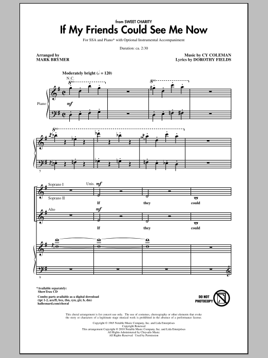 Download Mark Brymer If My Friends Could See Me Now (from Sweet Charity) Sheet Music and learn how to play SSA Choir PDF digital score in minutes