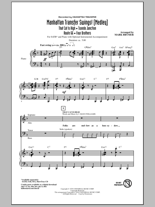 Download Mark Brymer Manhattan Transfer Swings! (Medley) Sheet Music and learn how to play SSA Choir PDF digital score in minutes