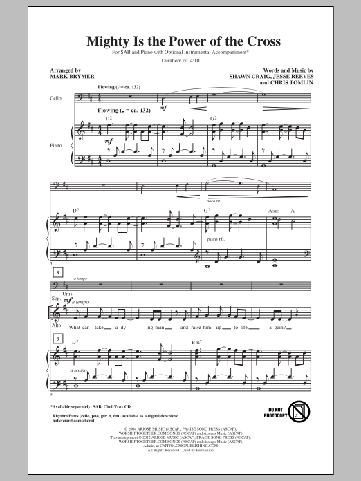 Download Mark Brymer Mighty Is The Power Of The Cross Sheet Music and learn how to play SAB PDF digital score in minutes