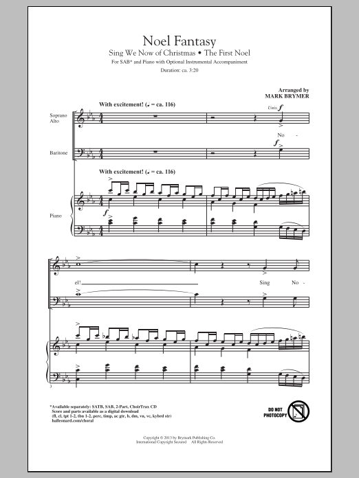 Download Mark Brymer Noel Fantasy Sheet Music and learn how to play SATB PDF digital score in minutes