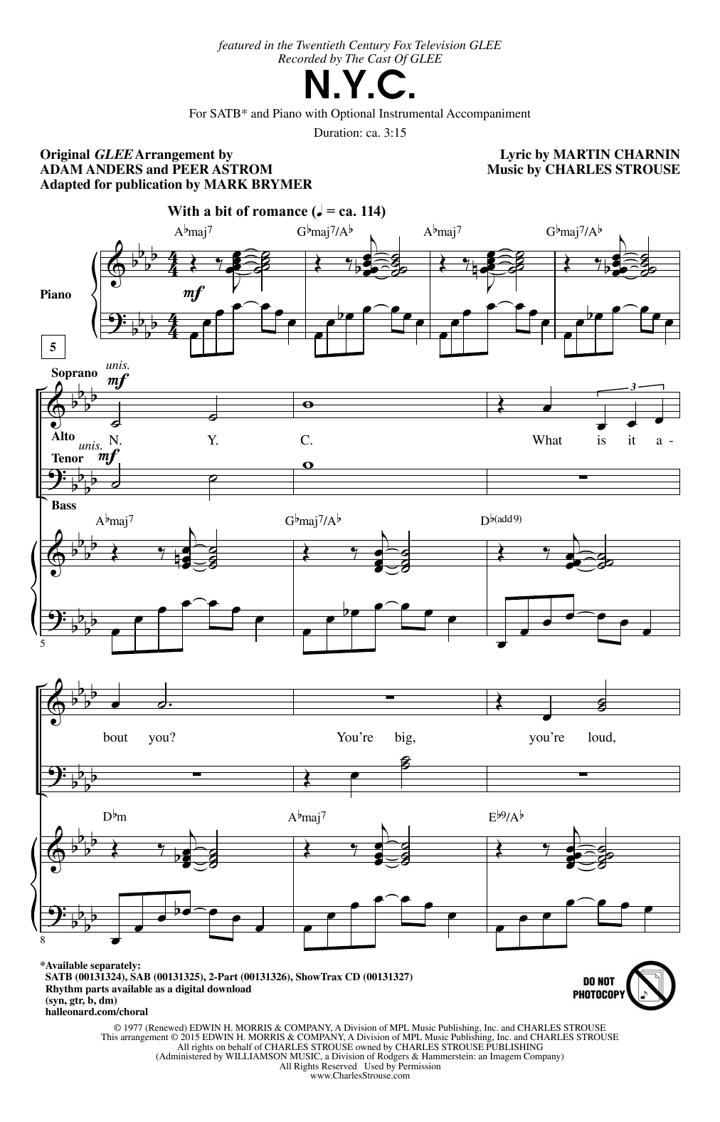 Download Mark Brymer N.Y.C. Sheet Music and learn how to play SAB PDF digital score in minutes