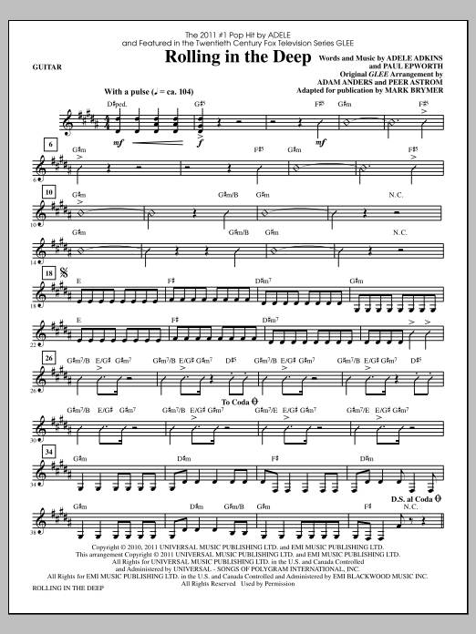 Download Mark Brymer Rolling In The Deep - Guitar Sheet Music and learn how to play Choir Instrumental Pak PDF digital score in minutes