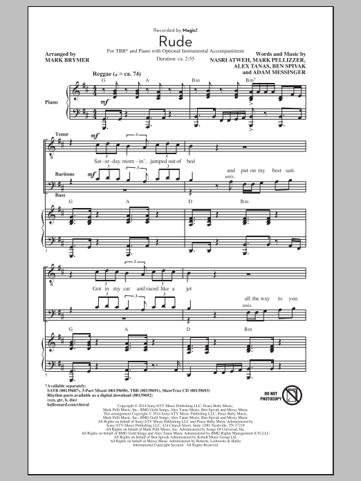 Download Mark Brymer Rude Sheet Music and learn how to play 3-Part Mixed PDF digital score in minutes