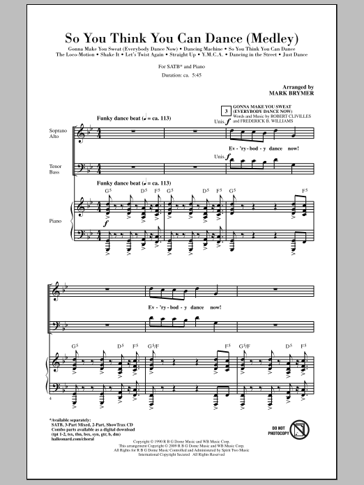 Download Mark Brymer So You Think You Can Dance (Medley) Sheet Music and learn how to play SATB Choir PDF digital score in minutes