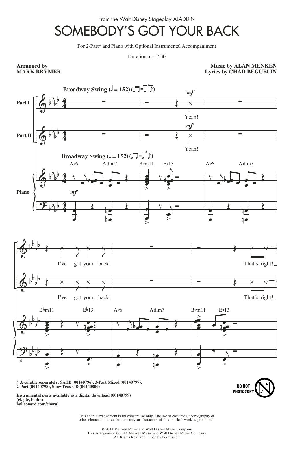 Download Mark Brymer Somebody's Got Your Back Sheet Music and learn how to play SATB PDF digital score in minutes
