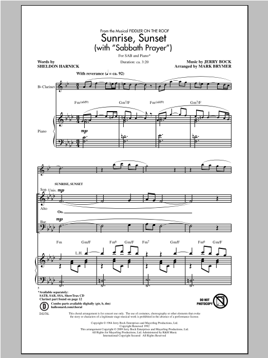 Download Mark Brymer Sabbath Prayer Sheet Music and learn how to play SAB PDF digital score in minutes