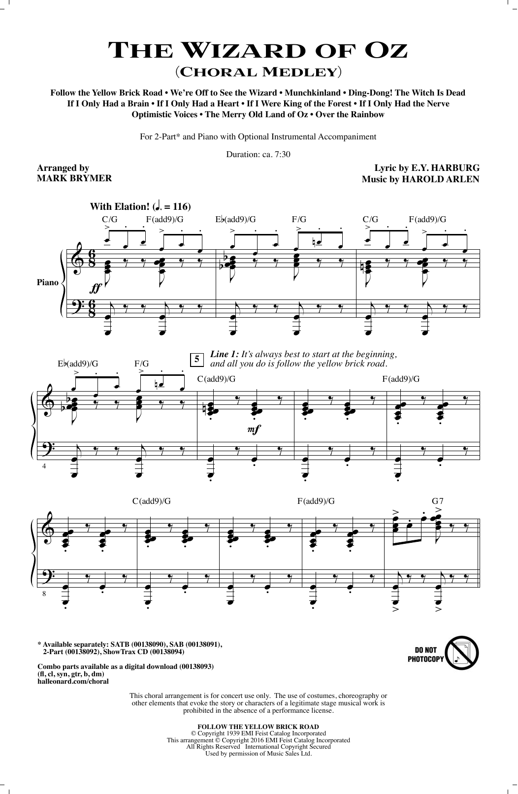 Download Mark Brymer The Wizard of Oz (Choral Medley) Sheet Music and learn how to play SAB PDF digital score in minutes
