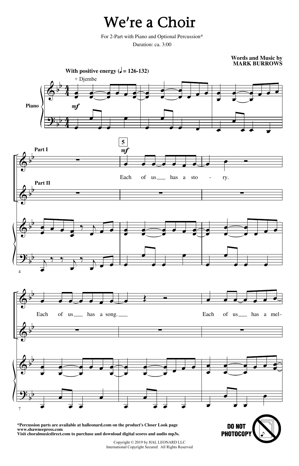 Download Mark Burrows We're A Choir! Sheet Music and learn how to play 2-Part Choir PDF digital score in minutes