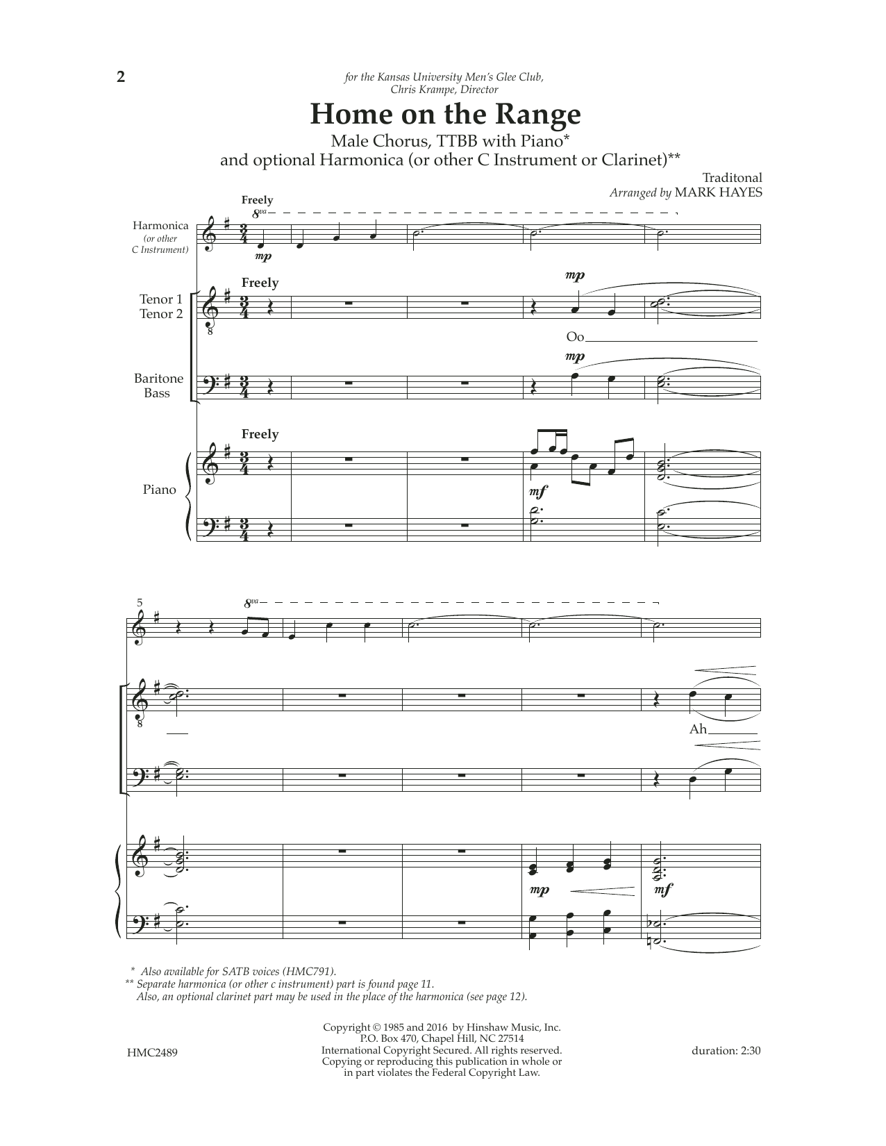 Download Mark Hayes Home On The Range Sheet Music and learn how to play TTBB Choir PDF digital score in minutes