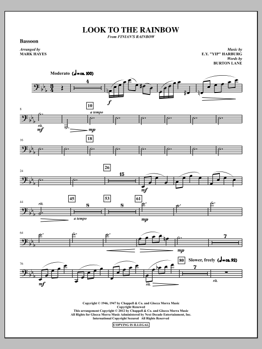 Download Mark Hayes Look To The Rainbow - Bassoon Sheet Music and learn how to play Choir Instrumental Pak PDF digital score in minutes