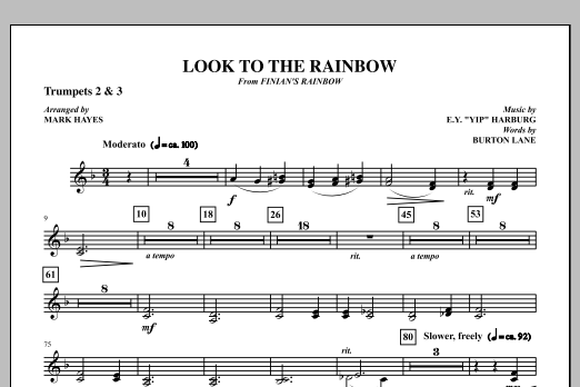 Download Mark Hayes Look To The Rainbow - Bb Trumpet 2,3 Sheet Music and learn how to play Choir Instrumental Pak PDF digital score in minutes