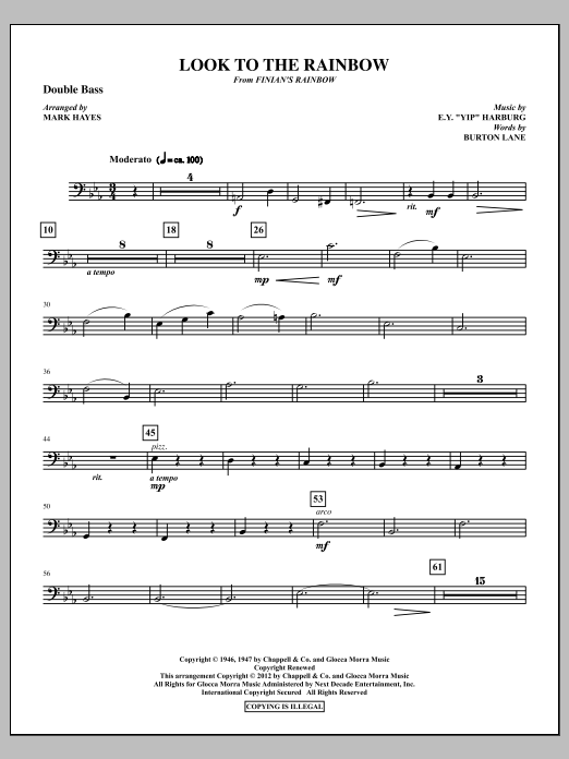 Download Mark Hayes Look To The Rainbow - Double Bass Sheet Music and learn how to play Choir Instrumental Pak PDF digital score in minutes