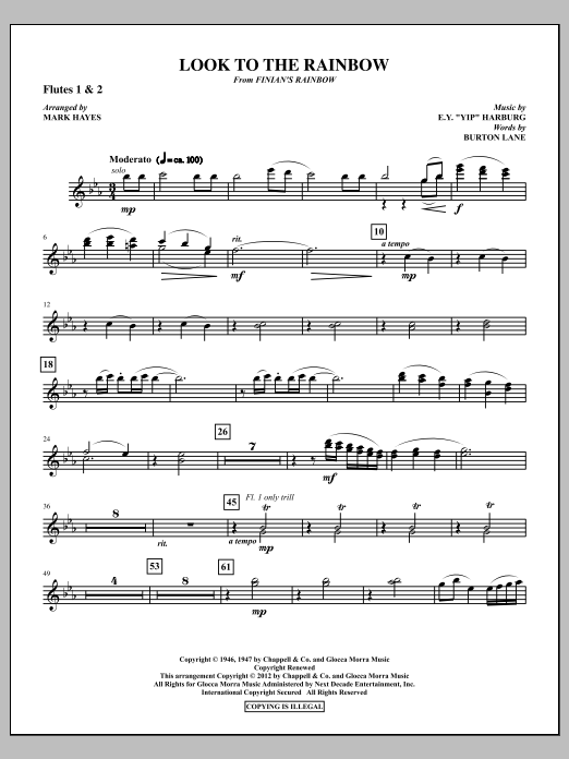 Download Mark Hayes Look To The Rainbow - Flute 1 & 2 Sheet Music and learn how to play Choir Instrumental Pak PDF digital score in minutes