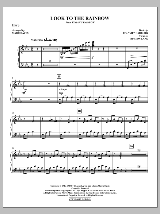 Download Mark Hayes Look To The Rainbow - Harp Sheet Music and learn how to play Choir Instrumental Pak PDF digital score in minutes
