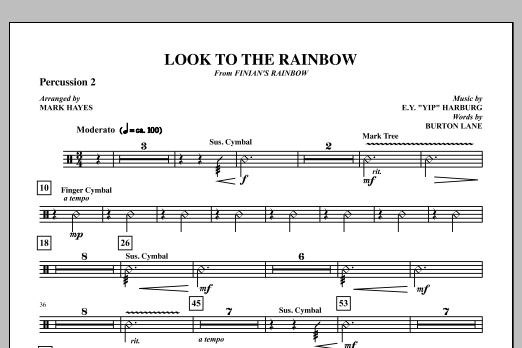 Download Mark Hayes Look To The Rainbow - Percussion 2 Sheet Music and learn how to play Choir Instrumental Pak PDF digital score in minutes
