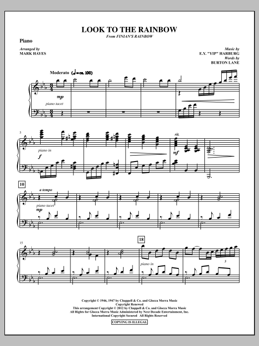 Download Mark Hayes Look To The Rainbow - Piano Sheet Music and learn how to play Choir Instrumental Pak PDF digital score in minutes