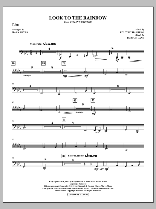 Download Mark Hayes Look To The Rainbow - Tuba Sheet Music and learn how to play Choir Instrumental Pak PDF digital score in minutes