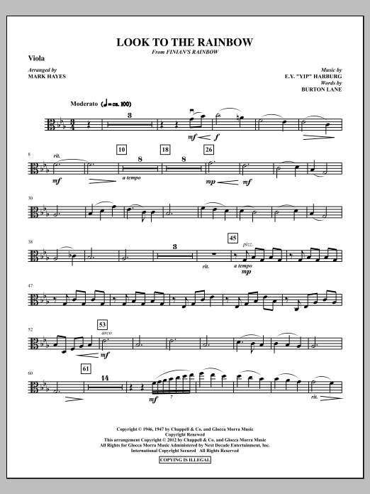 Download Mark Hayes Look To The Rainbow - Viola Sheet Music and learn how to play Choir Instrumental Pak PDF digital score in minutes