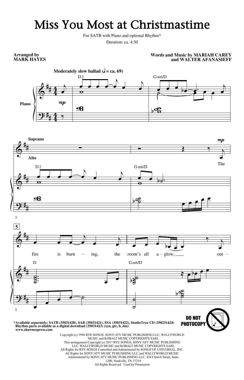 Download Mark Hayes Miss You Most At Christmas Time Sheet Music and learn how to play SAB PDF digital score in minutes