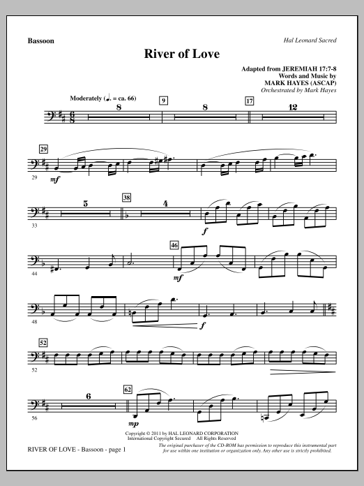 Download Mark Hayes River Of Love - Bassoon Sheet Music and learn how to play Choir Instrumental Pak PDF digital score in minutes