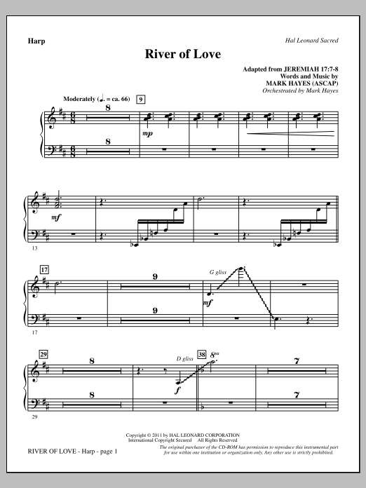 Download Mark Hayes River Of Love - Harp Sheet Music and learn how to play Choir Instrumental Pak PDF digital score in minutes