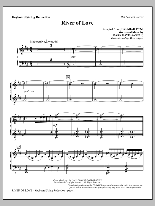 Download Mark Hayes River Of Love - Keyboard String Reduction Sheet Music and learn how to play Choir Instrumental Pak PDF digital score in minutes